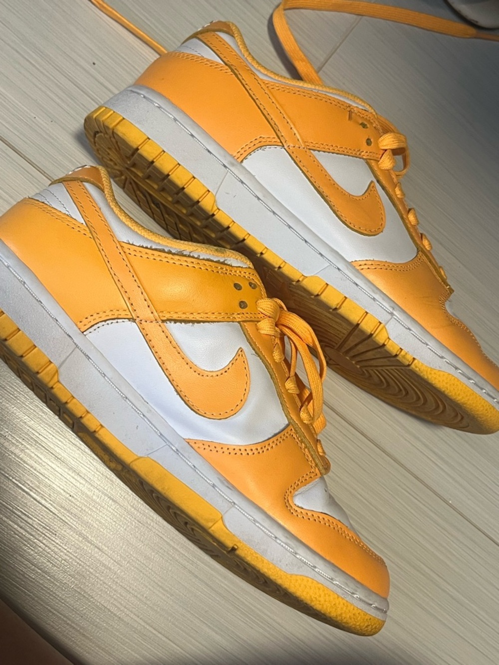 Nike White and Yellow Low-Top Sneakers